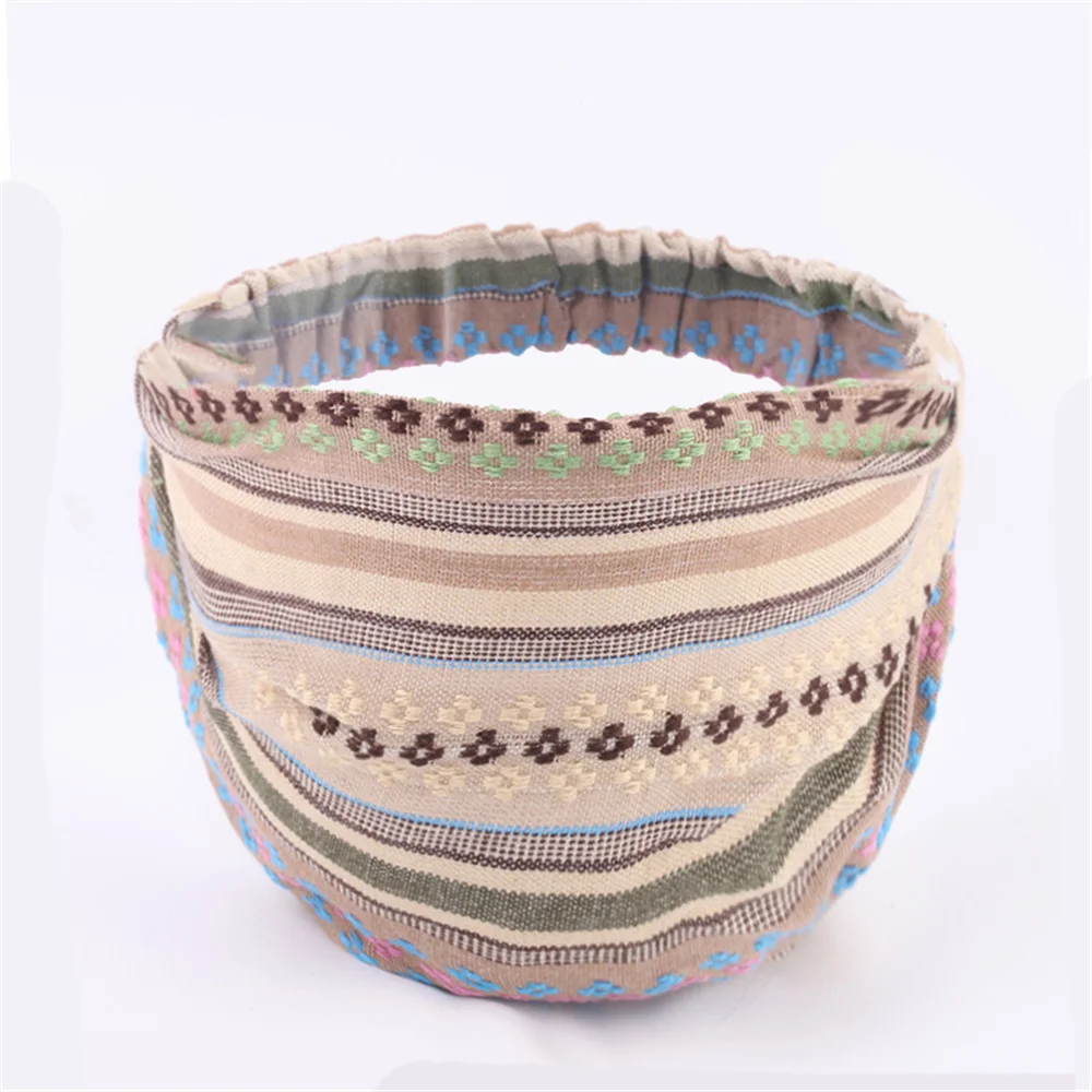 Böhmen Stoff Elastische Stirnbänder Für Frauen Mädchen Turban Vintage Blume Kopf Wrap Haar Bands Weibliche Kopfbedeckungen – Detail 5