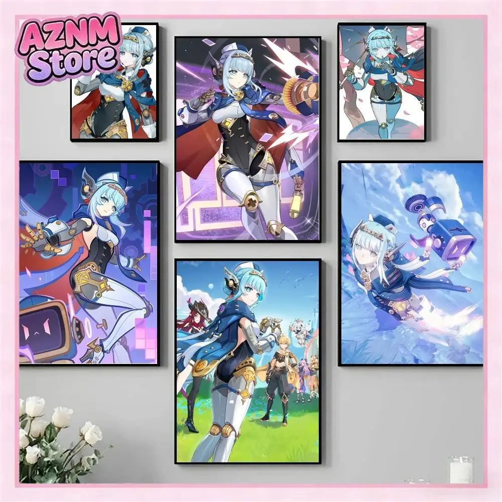 anime Genshin Impact I-Ineffa  Poster Self-adhesive Art Waterproof Paper Sticker Coffee House Bar Room Wall Decor