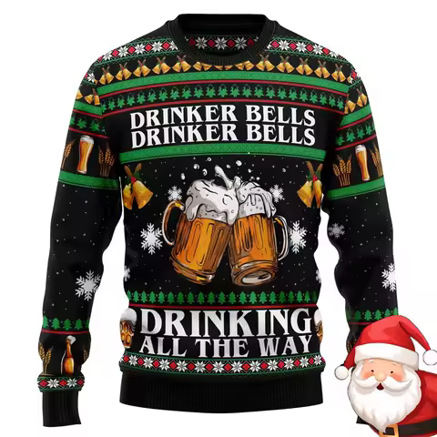 Christmas Family Party Ugly Beer Sweater For Men Funny Fashion O-neck Pullover Sweatshirt Merry Christmas Trend Design Sweaters