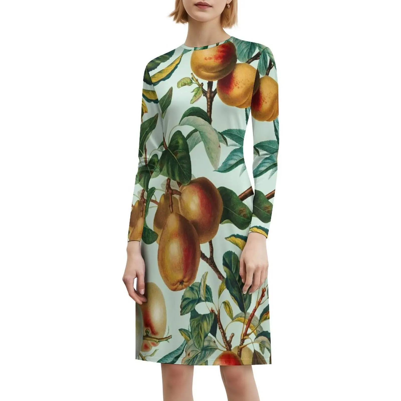 ヴィンテージフルーツパターン Xxvi ヴィンテージボヘミアンドレス パフスリーブまたはノースリーブオプション 女性用ドレス 花柄 ガーデン フォレスト ジャングル