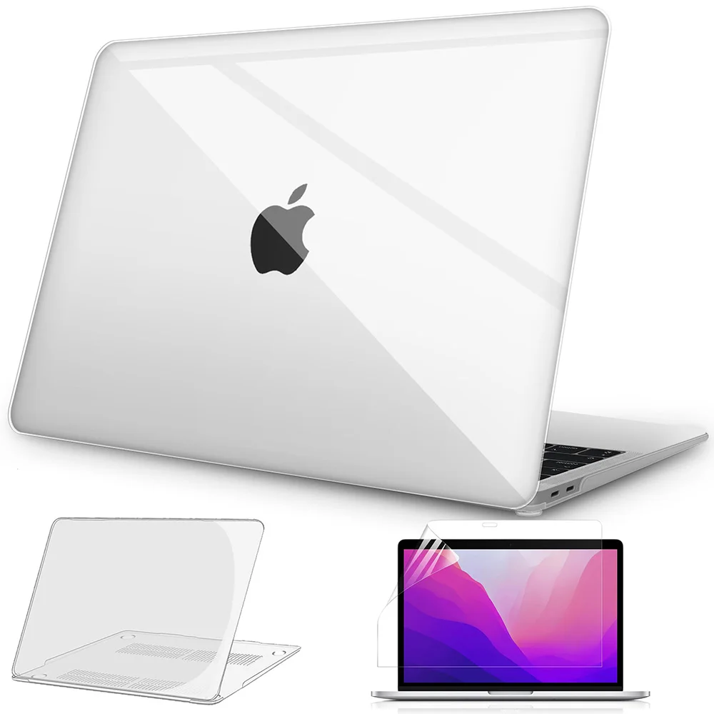 Capa Transparente para MacBook Pro 13.3 M2 M1 A2338 A2251 A2289 A2159 A1989 A1708 com Protetores de Tela Touch Bar e Película para Trackpad