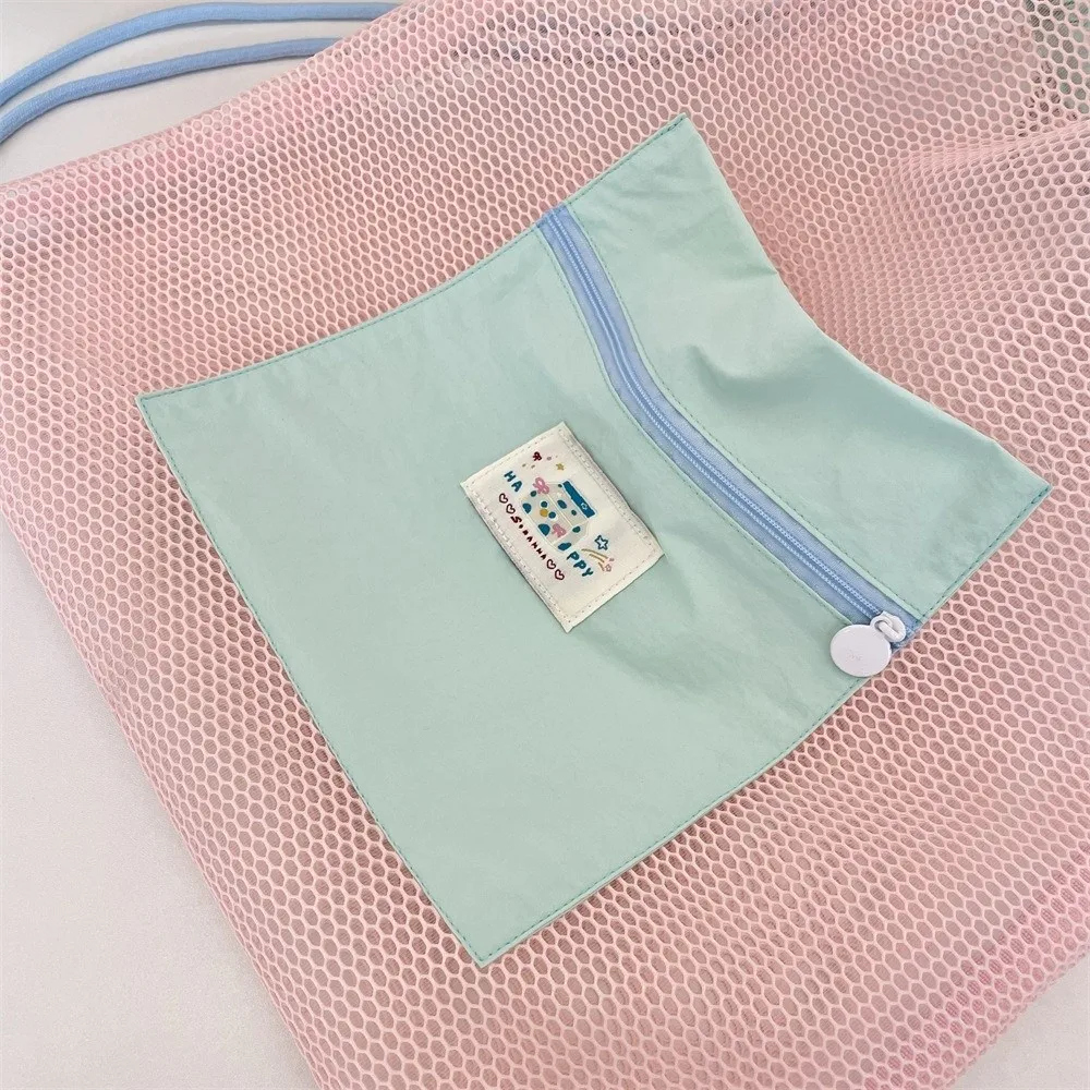 Durable Foldable Mesh Drawstring Backpack Large Capacity Adjustable Straps Mesh Swimming Bag Cosmetic Bags Travel