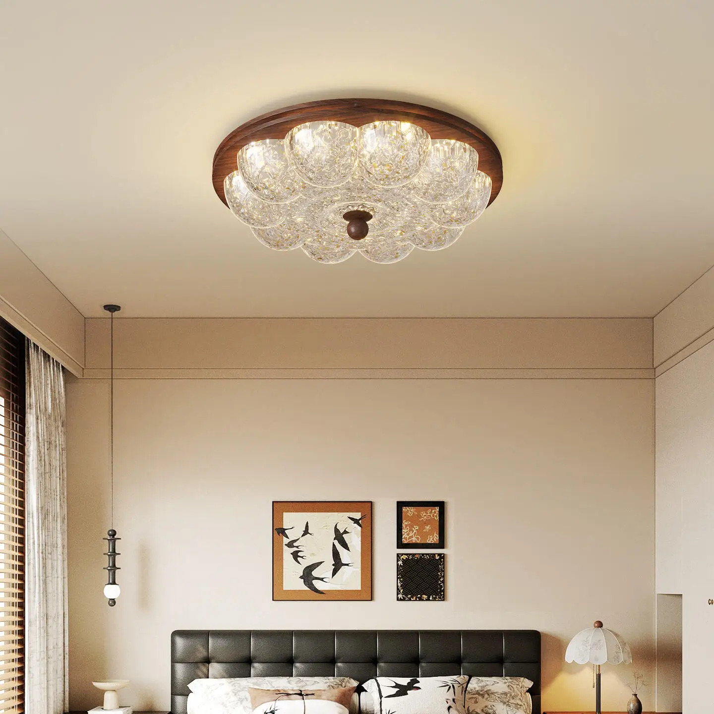 High-grade Crystal Bedroom Ceiling Lights Luxury Art Led Flower Ceiling Lamp For Living Room Dining Room Indoor Lighting Decor
