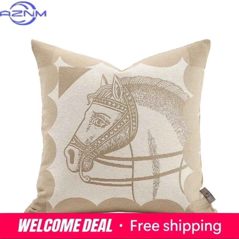 VIKAMA Vintage Horse Head Pattern Cushion Cover Nordic-Inspired Design For Living Room Sofas And Bedroom Headboards