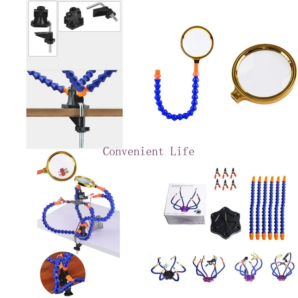 

L1EE Magnifier Table Clamp Soldering Helping 5 Hand Tool Soldering Station Welding Repair Tool USB Fan Magnifier Flashlight