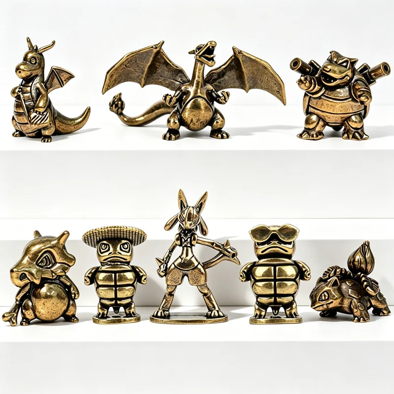 Pokémon Brass Figure Charizard Blastoise Dragonite Bulbasaur Lucario Squirtle Statue Animal Figurines Model Decoration gift
