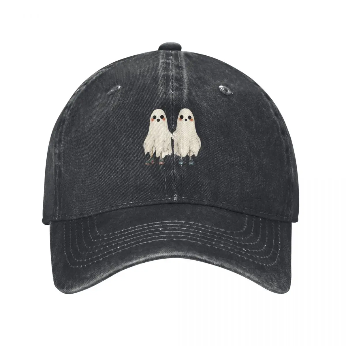 Spooky Ghost Friends Cute Roller-Skating Ghost Couple Baseball Cap beach hat Ladies Men's