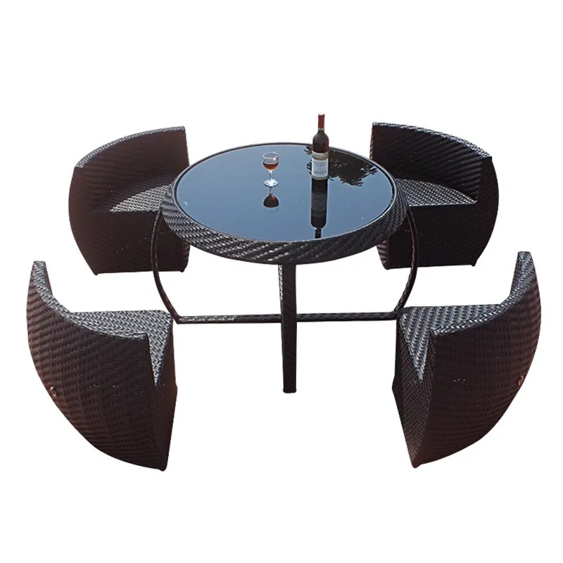 Creative Pumpkin Rattan Tea Table, Waterproof Sunproof Patio Furniture, Outdoor Courtyard Balcony Table with Storage Function
