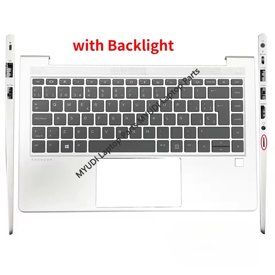 Original New Latin Spanish Keyboard for HP Probook 440 G8 440 G9 445R 445 G8 G9 Palmrest Upper Cover Case with Backlit Keyboard