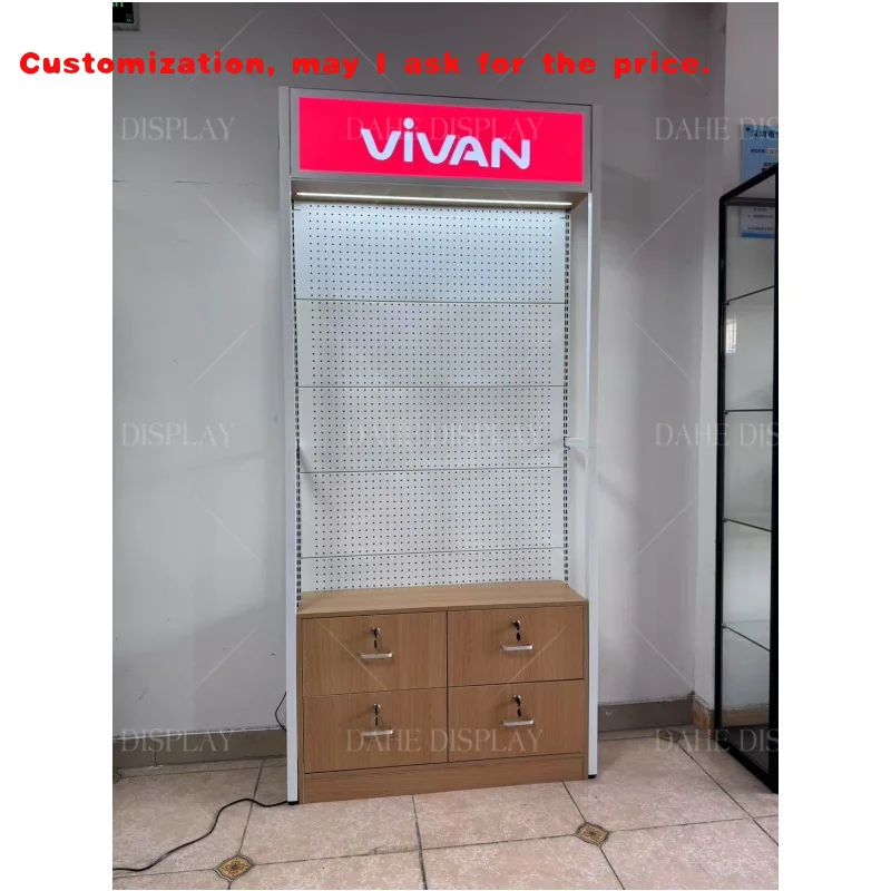 

custom.Cellphone Accessories Phone Display Racks With Metal Hooks Bottom Storage Mobile Rack