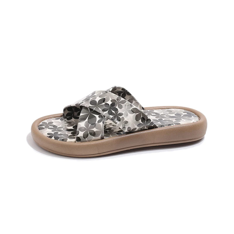 Girls' Flower Sequin Cloth Flat Heel Slippers 2024 Summer Fashion Girls' Comfortable Slippers Size 23-37