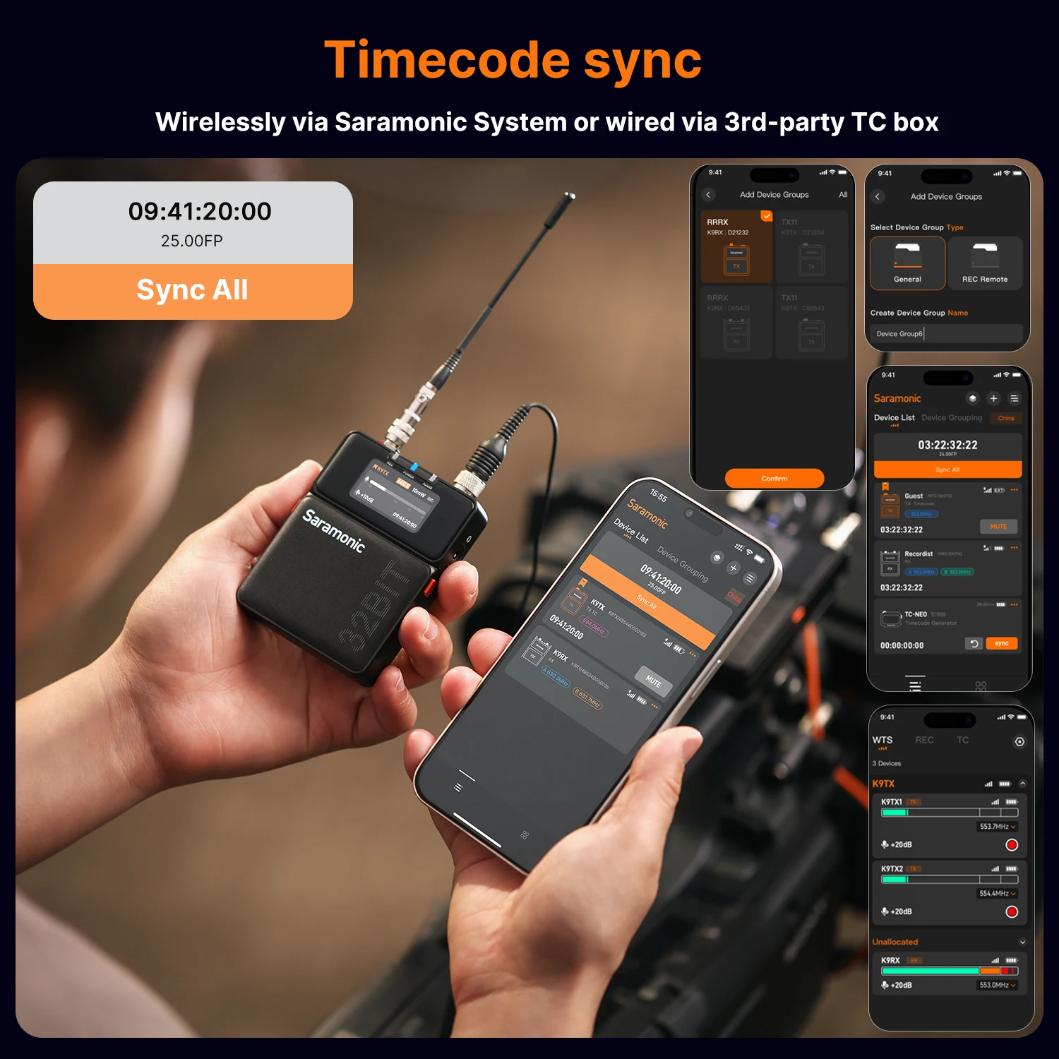 ميكروفون سارامونيك K9 ثنائي القناة الرقمي UHF اللاسلكي Lavalier لصانعي الأفلام ومصور الفيديو ومخلوق المحتوى وعرض المسرح التلفزيوني