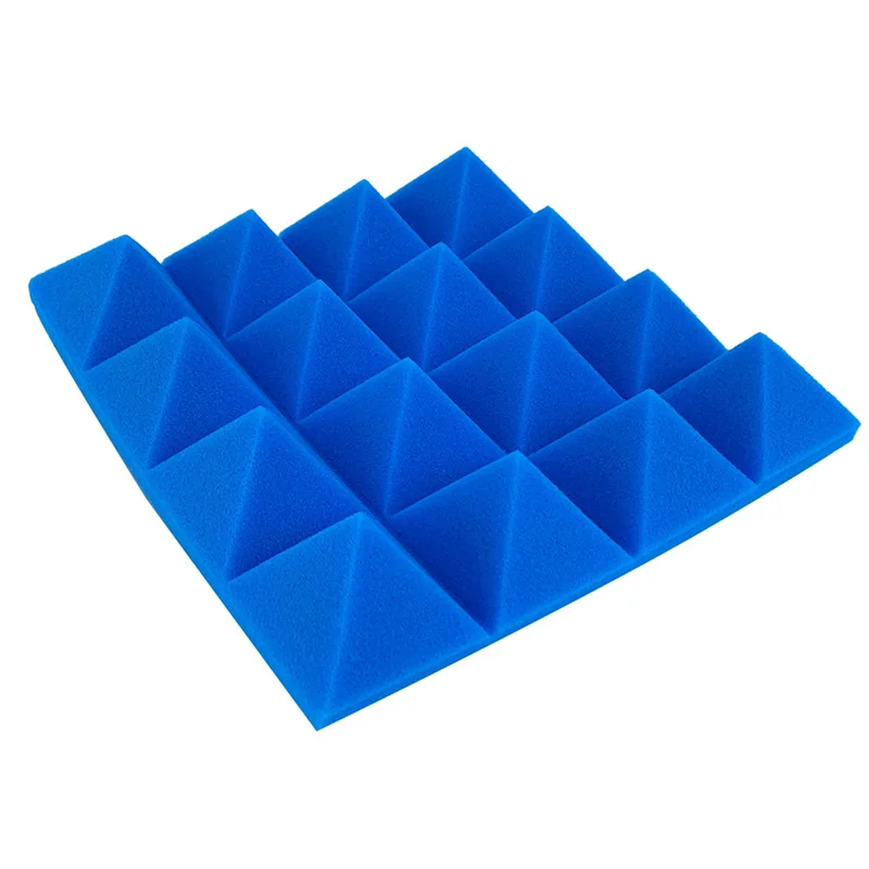 

A84I-48Pcs 25X25x5cm Studio Acoustic Soundproof Foam Pyramid Noise Insulation Sound Absorption Treatment Panels Black+Blue
