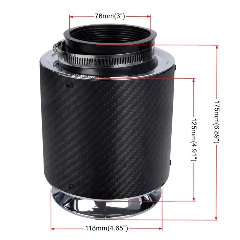 Car modified dust-proof mushroom head, high-flow air filter, carbon fiber mushroom head bellows kit