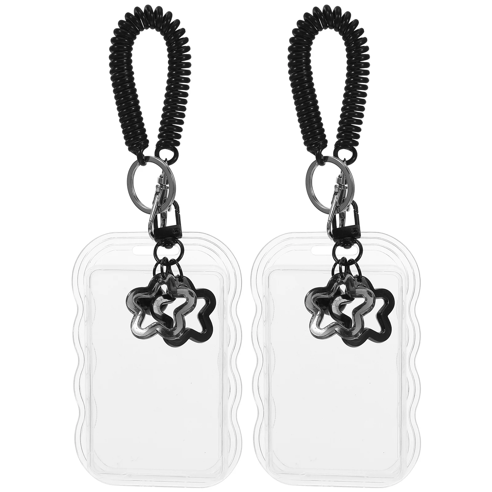 

2pcs Keychain Photo Card Holder Transparent Acrylic Id Protector Star Design School Office Supplies Card Sleeve For Students