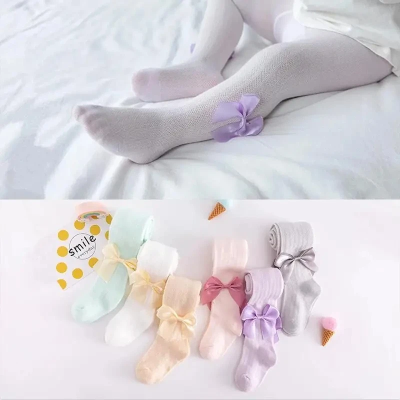 2/1 Stück Mädchen-Strumpfhose, Sommer-Mesh-Strumpfhose mit ultradünnem Boden für Kleinkinder, kleine Kinder, Lolita-Strumpfhose mit Schleife für Mädchen