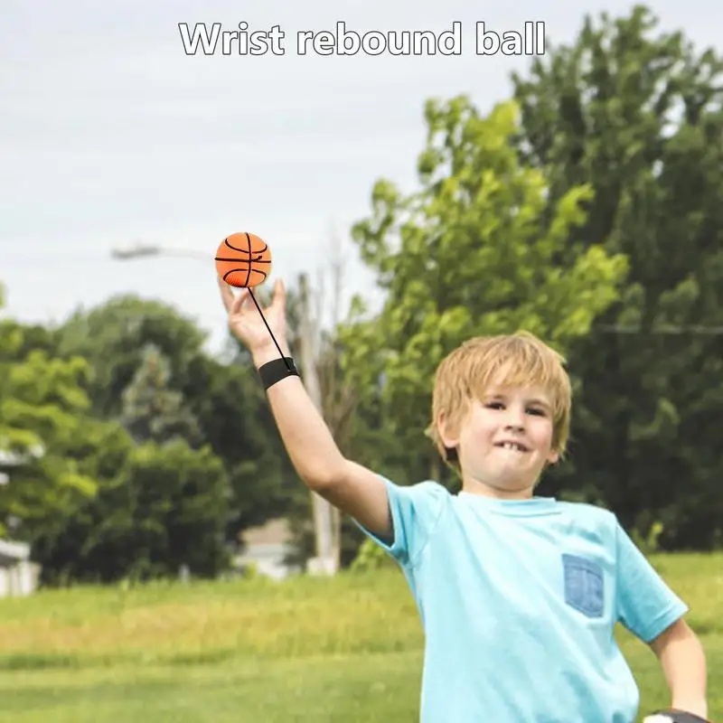 WRIST RETURN Ball ยางข้อมือ Rebound Ball บนสายยืดหยุ่นปรับความยาวลูกข้อมือสําหรับเด็กข้อมือเล่นออกกําลังกาย