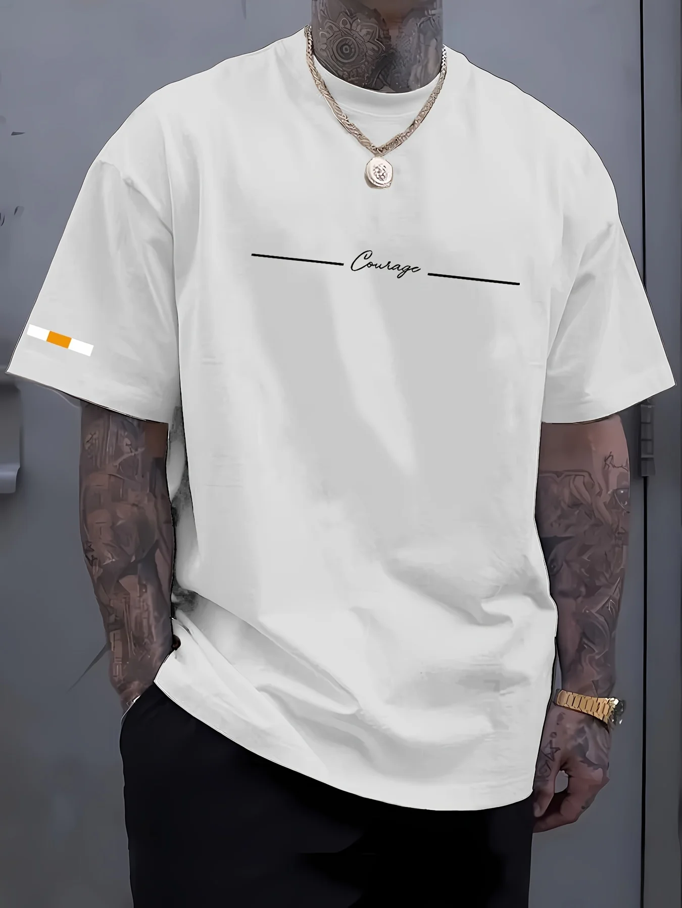 The new men's T-shirt for the summer of 2025 features a casual fashionable comfortable and breathable 3D letter pattern print