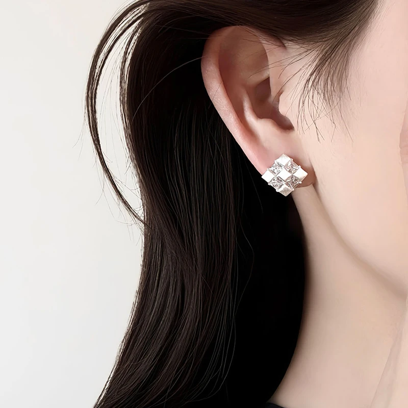 GANPUP Exquisite Quadratische Netz-Zirkonia Ohrstecker für Damen, Modischer Neuer Schmuck, Geschenk für Partys – Detail 4