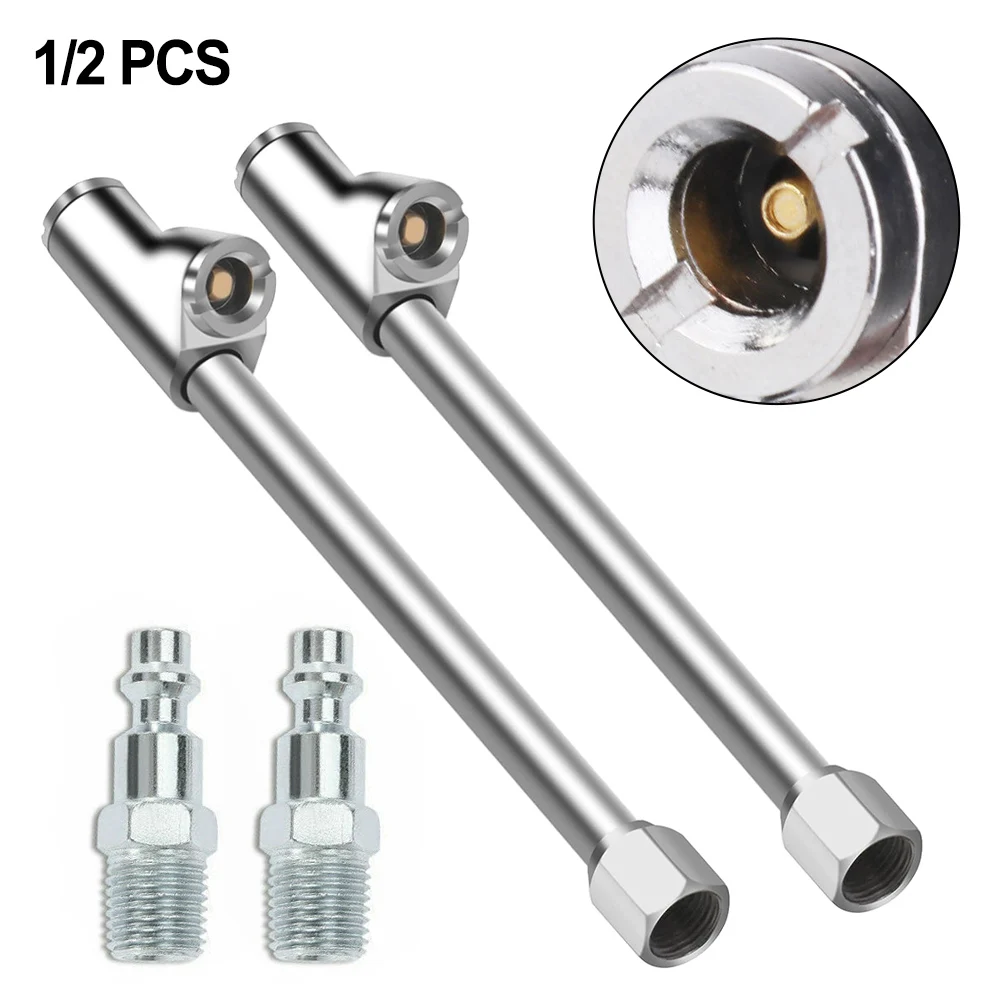 Stainless Steel Air Chucks 2 In 1 Heavy Duty Dual Head Chuck Inflator Tool For Truck RV Bus Quick-Plug 1/4\