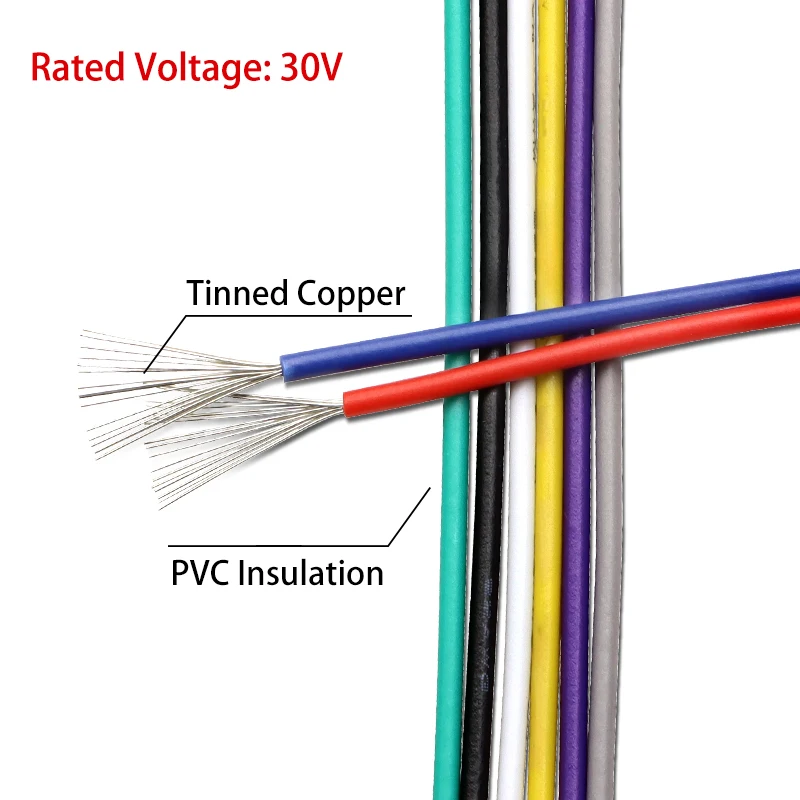 10/50m 1571 Electric Wire 30V 32 30 28 26 24 22 20 18 16AWG Thin Environmental PVC Insulator Tinned Copper DIY LED Cord Cable