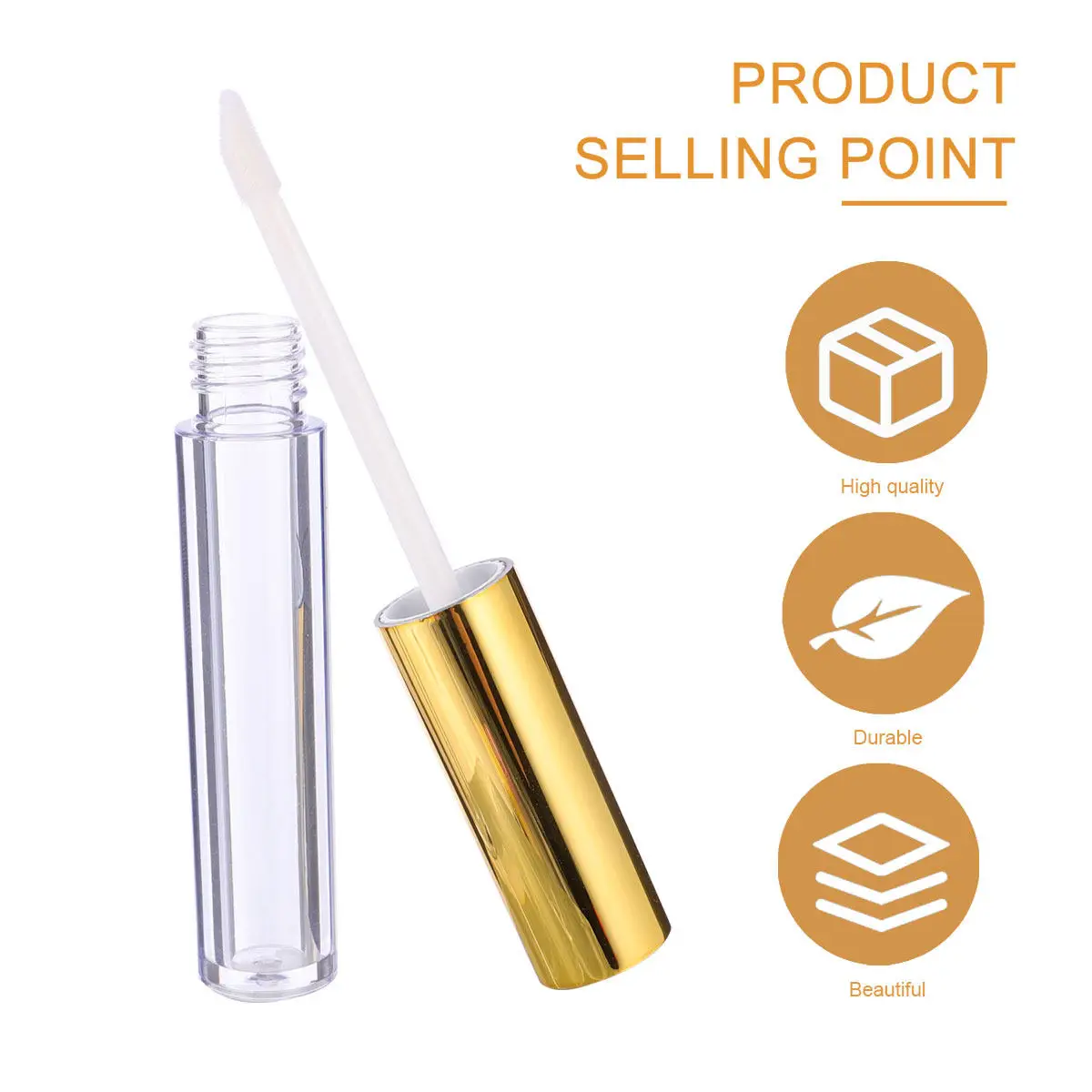 20Pcs 5Ml Lip Gloss Empty Tube with Electroplated Cap Premium Plastic Container for Lip Balm DIY Refillable Travel Size