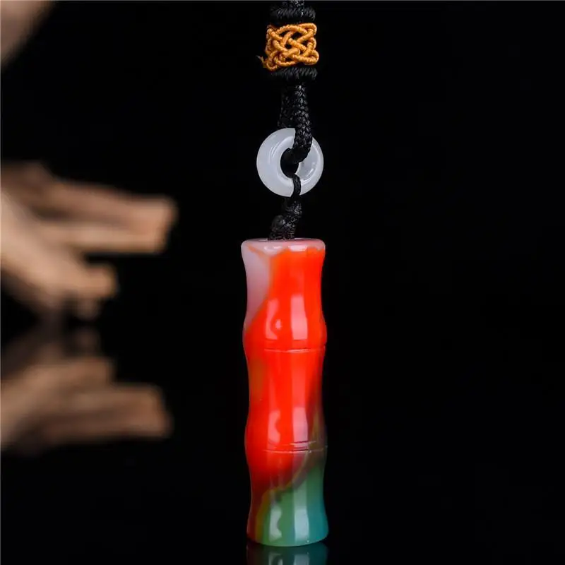 Xinjiang Hetian Jade Colorful Jade Bamboo Pendant for Men and Women Is Rising Steadily, and Bamboo Newspaper Pendant Is Safe