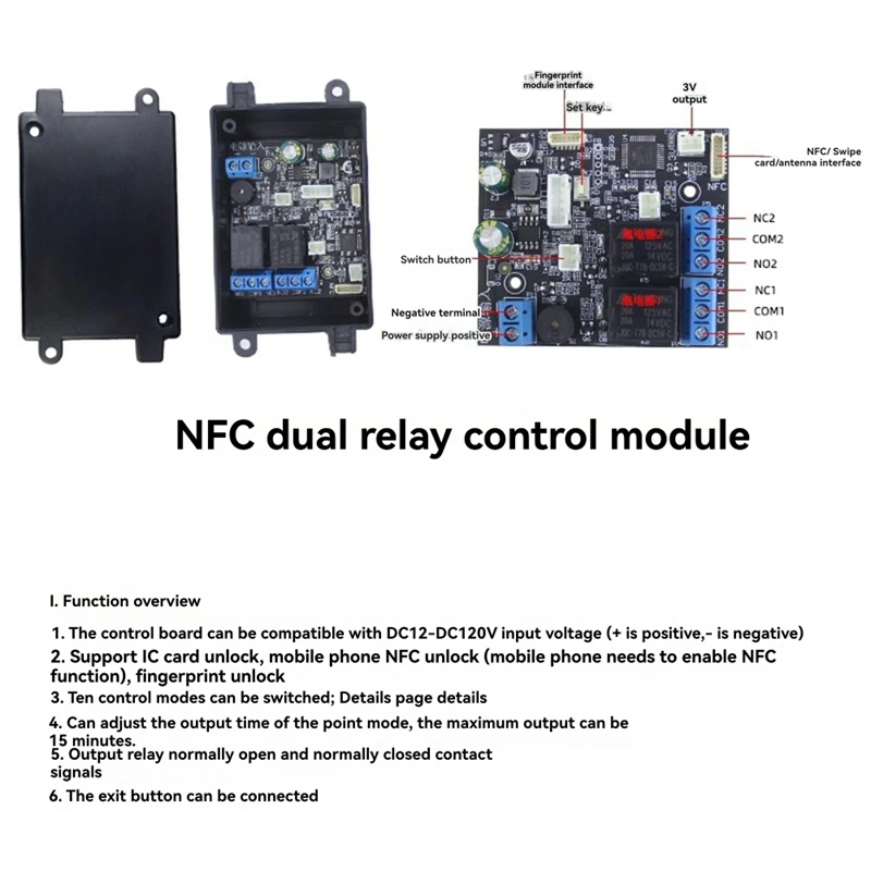 Controlador de acesso por impressão digital nfc módulo relé controle bloqueio elétrico cartão ic interruptor indução bicicleta diy desbloquear s2
