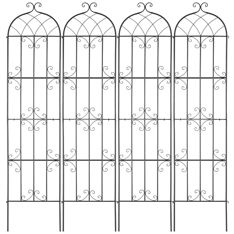 

Садовая решетка для вьющихся растений, 87 x 20 дюймов, 4 шт., нержавеющая металлическая, для цветов, для уличных роз, для огурцов