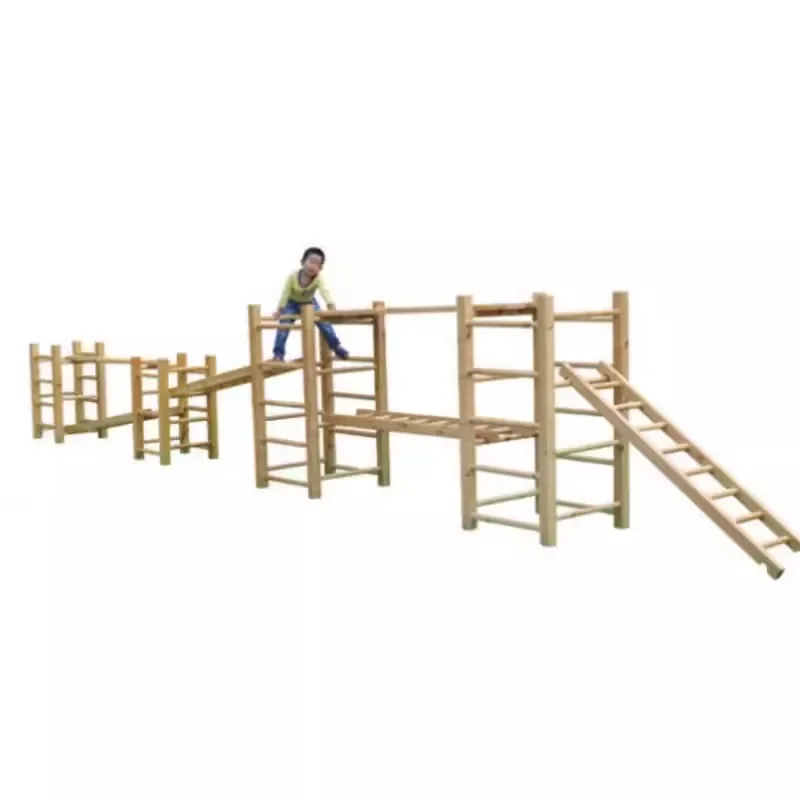 Foldable Modern Indoor Play Structure for Toddlers Hand Foot Exercise Wooden Climbing Frame for Living Room School Active
