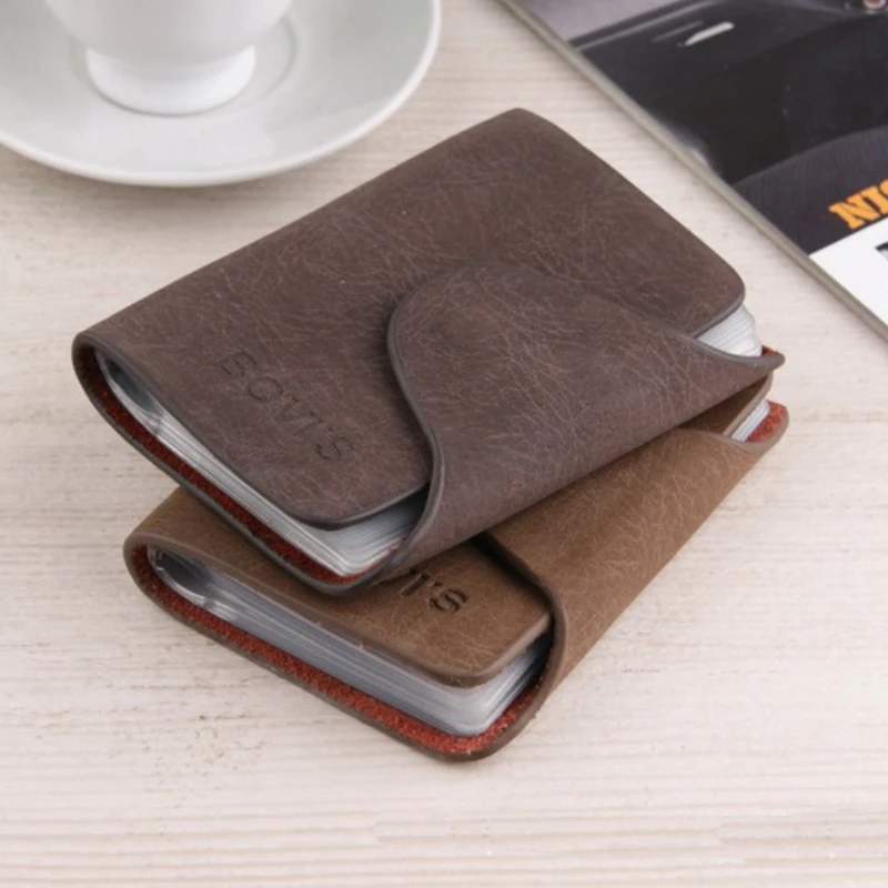 BOVIS Vintage creditcardhouder Luxe lederen 20-kaartsleuf Zakelijke ID-kaarthouder Klassieke stijl Herenkaartportemonnee Portemonnee Rfid