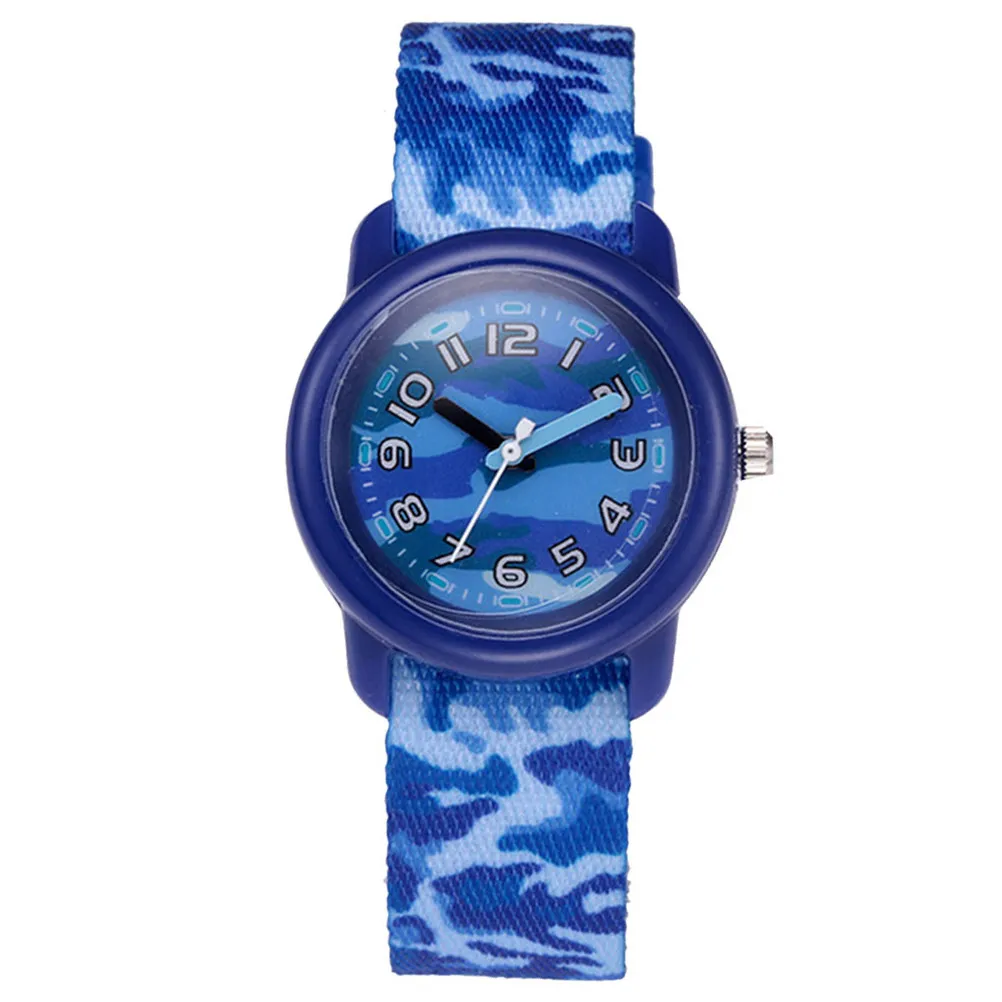 1Pcs Kids Cartoon Watch Waterproof Quartz Boys Girls Wristwatch Camouflage Strap Creative Design Casual School Daily Gift