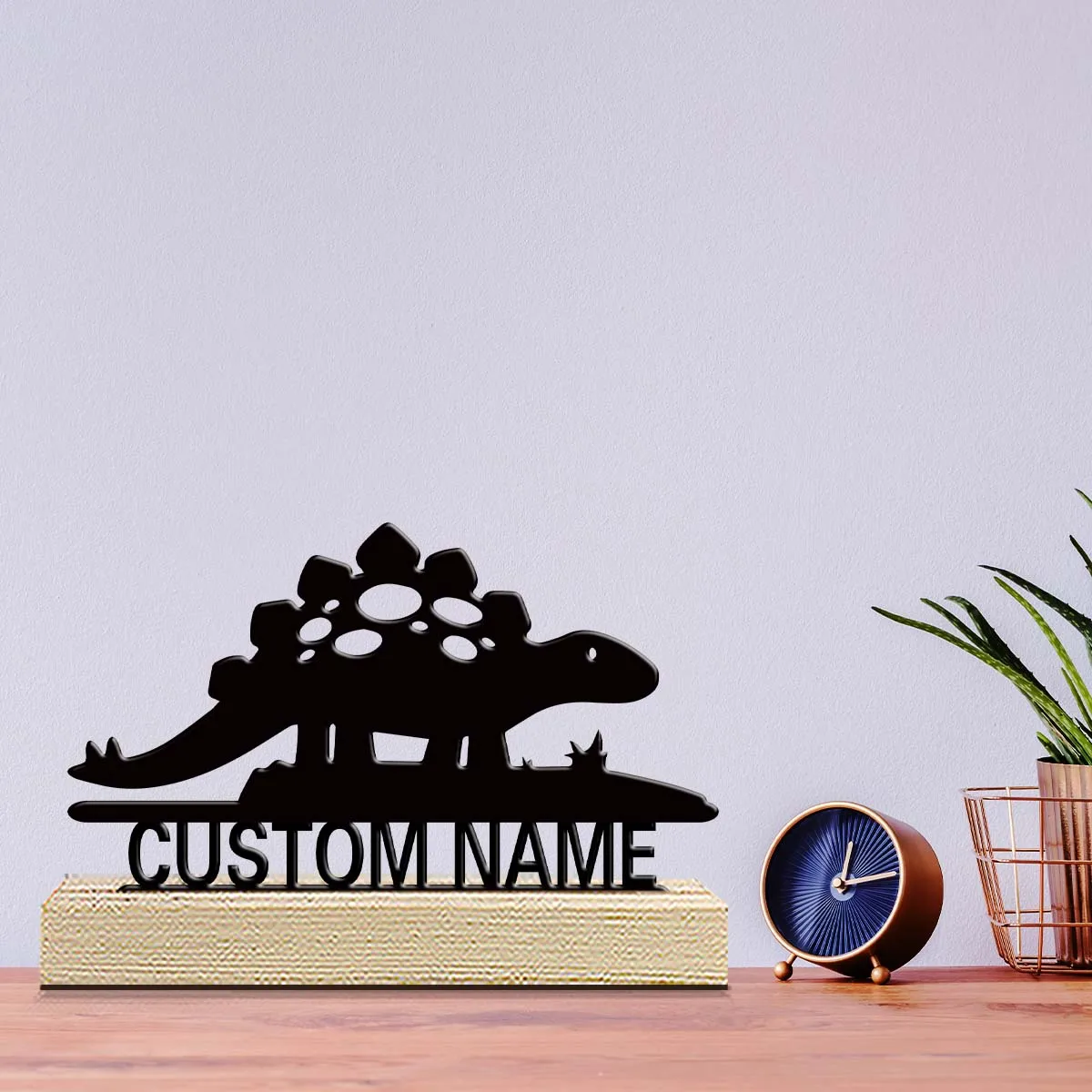 1pc Personalized Iron Desktop Ornament Custom Name With Wooden Base Desk Ornaments for Study Rooms,Bedrooms,and Offices