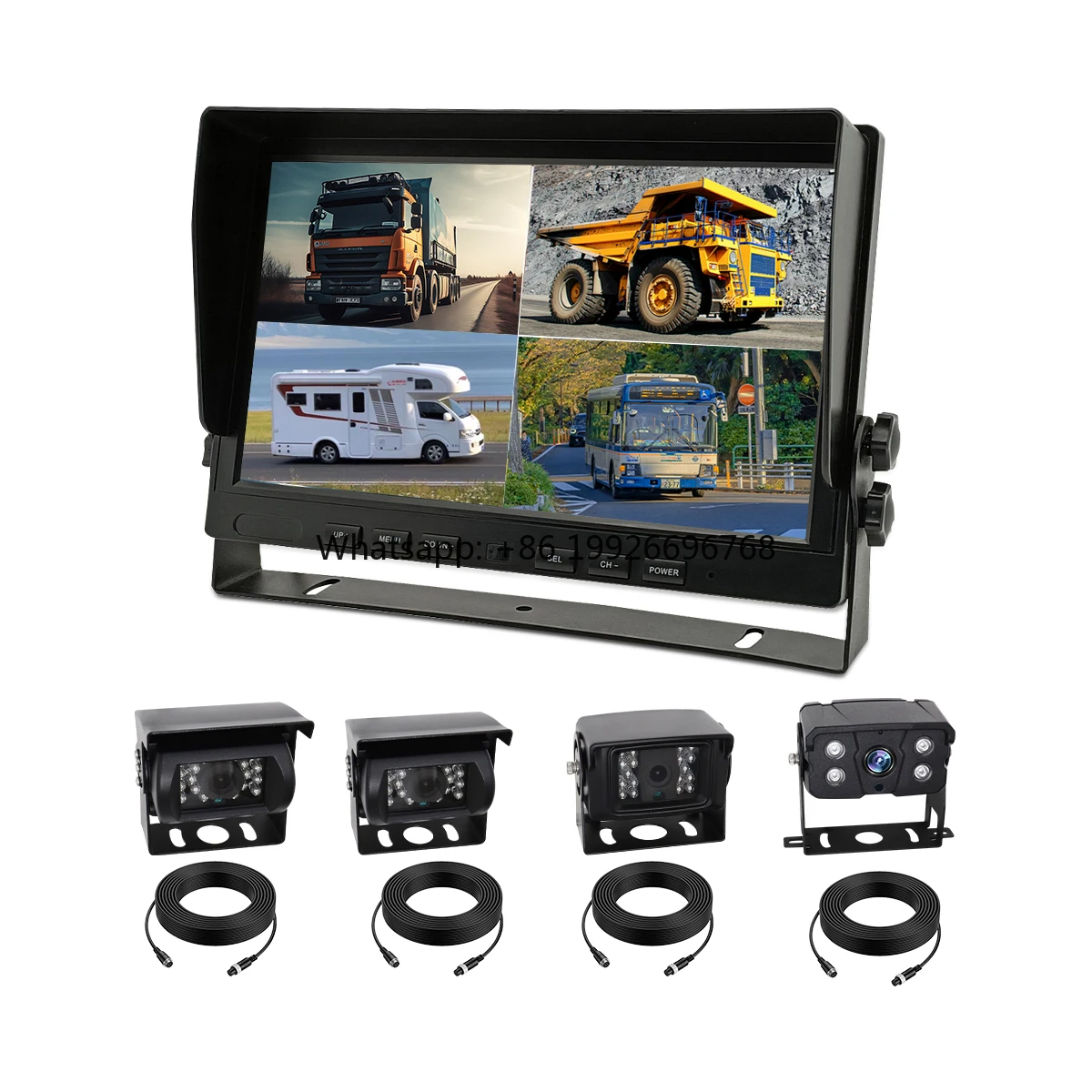 Monitor AHD IPS con schermo LCD per auto da 10,1 pollici con telecamera retromarcia Ahd 1080P per sistema di telecamere per semi-camion per auto
