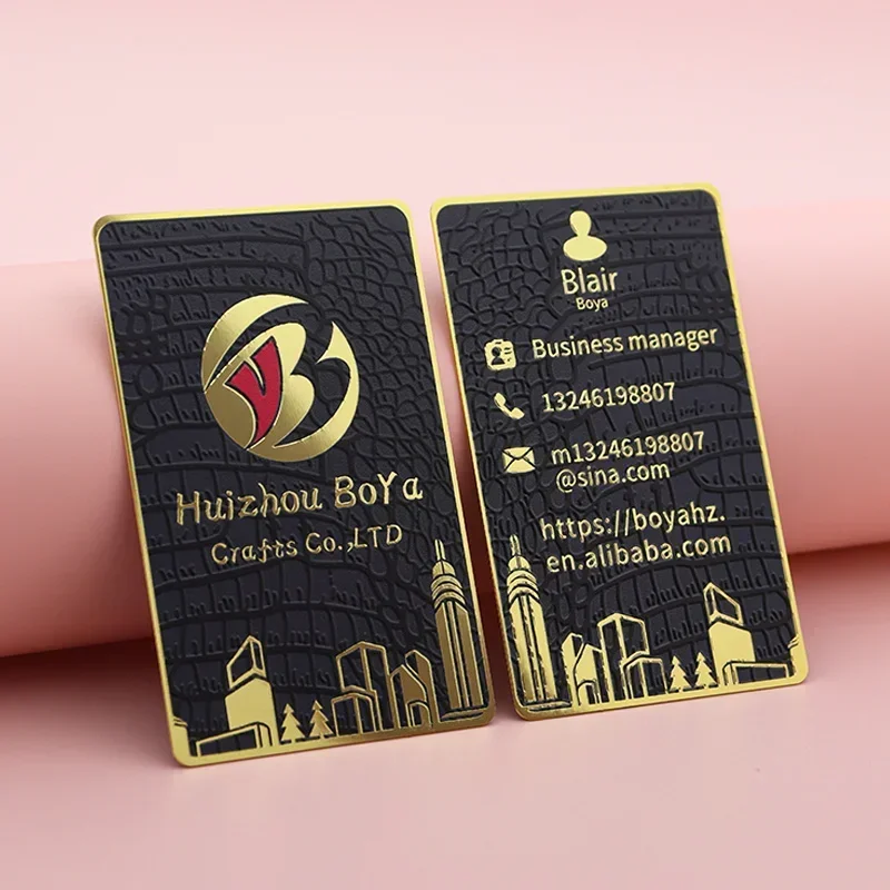 Tarjeta de membresía VIP Premium dorada con espejo en blanco de Metal, tamaño rosa de acero inoxidable, tarjetas de visita de Metal personalizadas Vip, logotipo personalizado