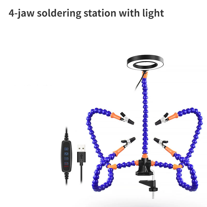 Clip da scrivania Supporto per saldatura PCB Lente d\'ingrandimento 3X con luce a LED Saldatura che aiuta la mano Braccio flessibile Saldatura