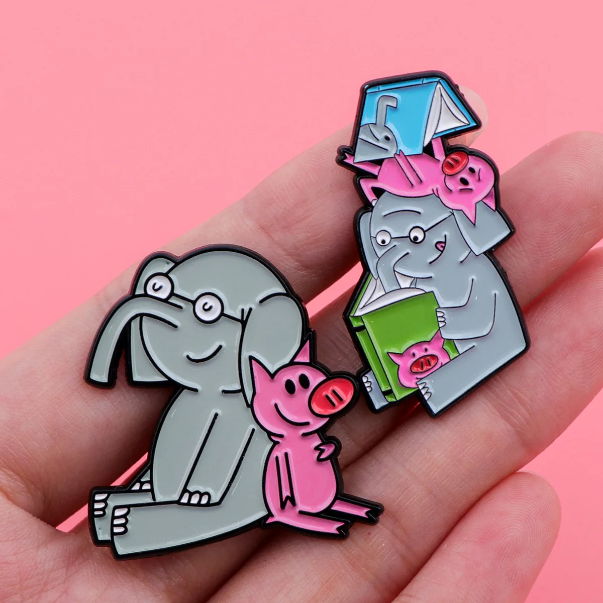 

Cute Elephant Pink Pig Enamel Pins Books Anime Animation Metal Brooch Badge Fashion Jewellery Backpack Accessory Gifts
