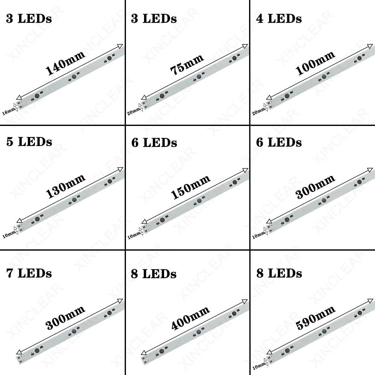 10pcs 1W 3W 5W LED Aluminum Base Plate 130mm 150mm 300mm 500mm PCB Board DIY For 5 6 15 36 60 180W Watt High Power Light Beads