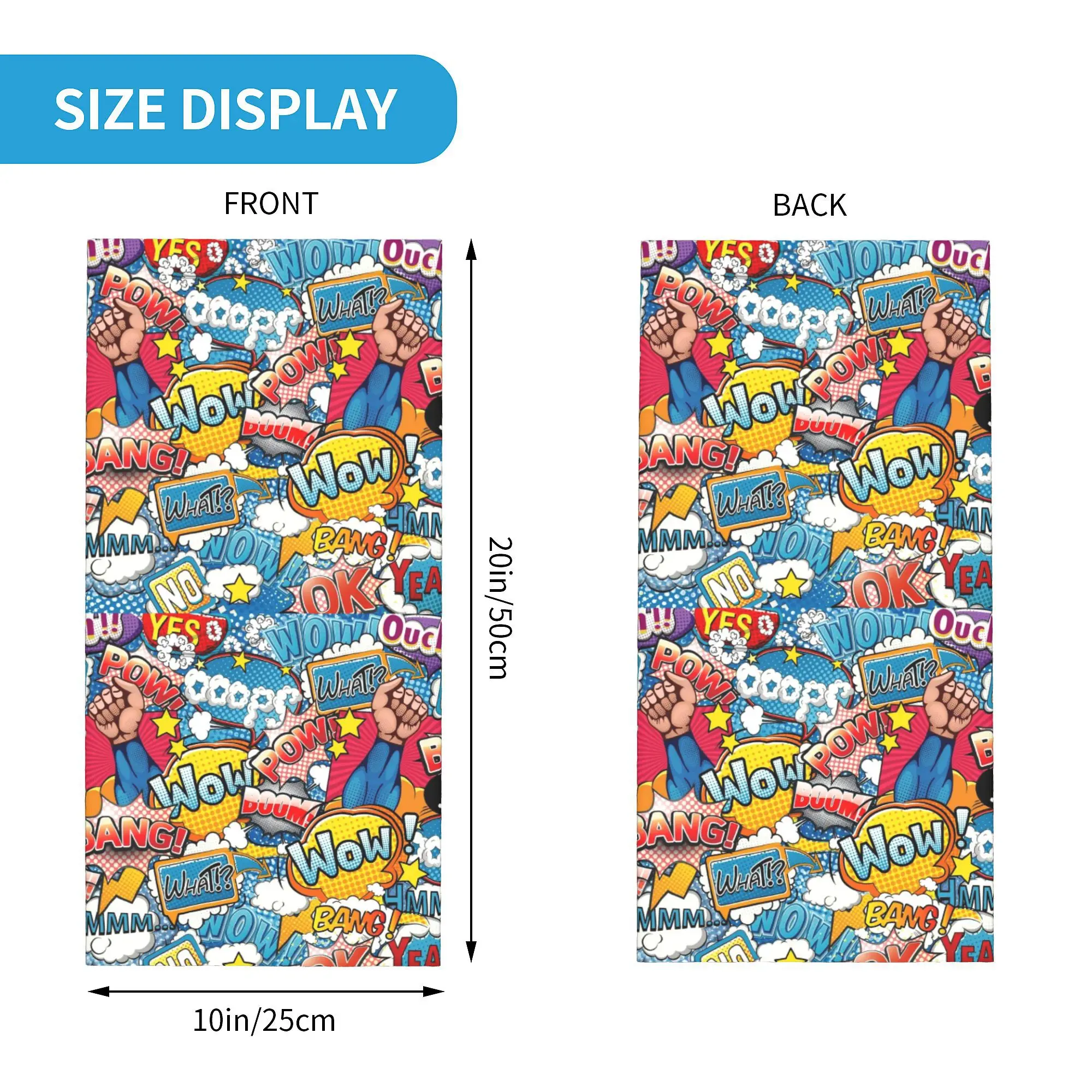 Custom Vintage    Comic Book Bandana Winter Neck Warmer Women Windproof Wrap Face Scarf for Ski  Gaiter Headband