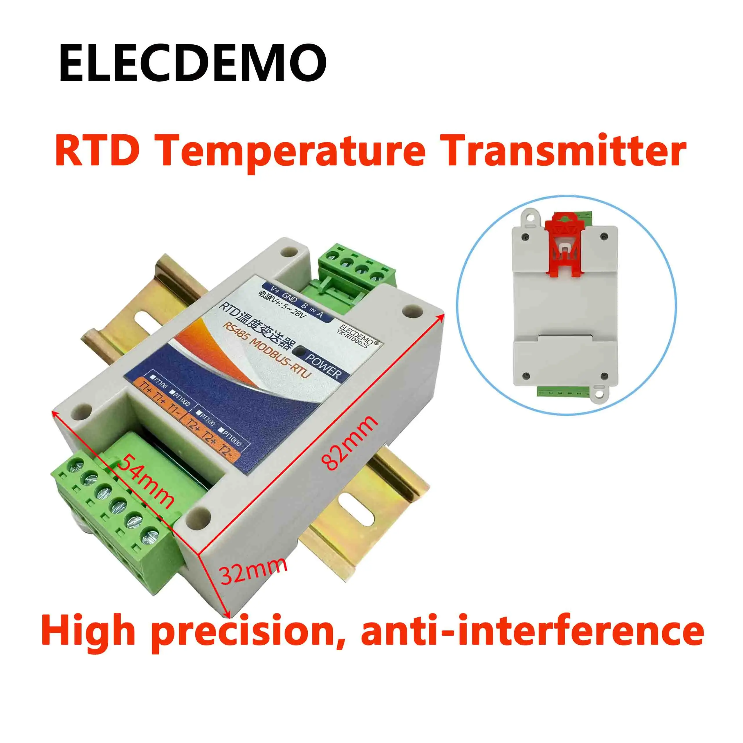 

Platinum Resistance Temperature Measurement PT100 Detection PT1000 High Precision Sensing RTD Temperature Sensing Sensing 485 Co