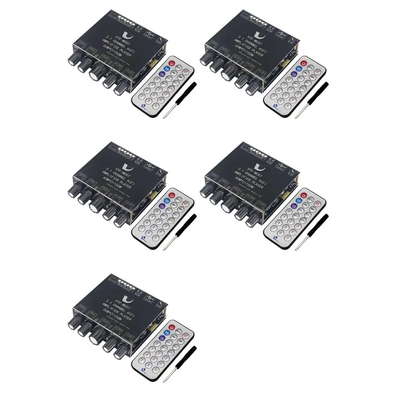 

A99E-5Pcs 2X60w+150W Subwoofer Bluetooth 5.3 Power Amplifier Board USB Sound Card 2.1 Channel Equalizer Class D Amp Module B