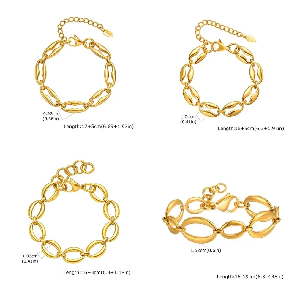 Wristband Jewelry Gold Chain Bracelet Elliptical Lips Chain Non Fading Link Chain Bracelet Stainless Steel Geometric