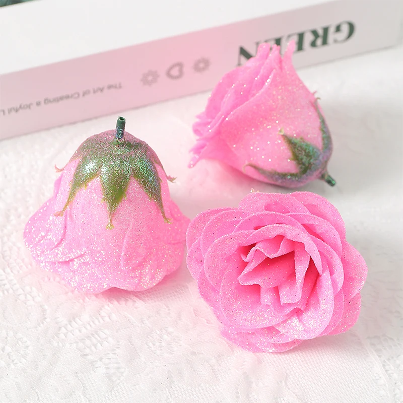 6/12 Stück Kristallrose, künstliche Blumen, 7 cm, gefälschter Blumenkopf für Heimdekoration, Hochzeit, Hochzeit, Dekoration, DIY, Handwerk, Geschenk, Zubehör – Detail 4