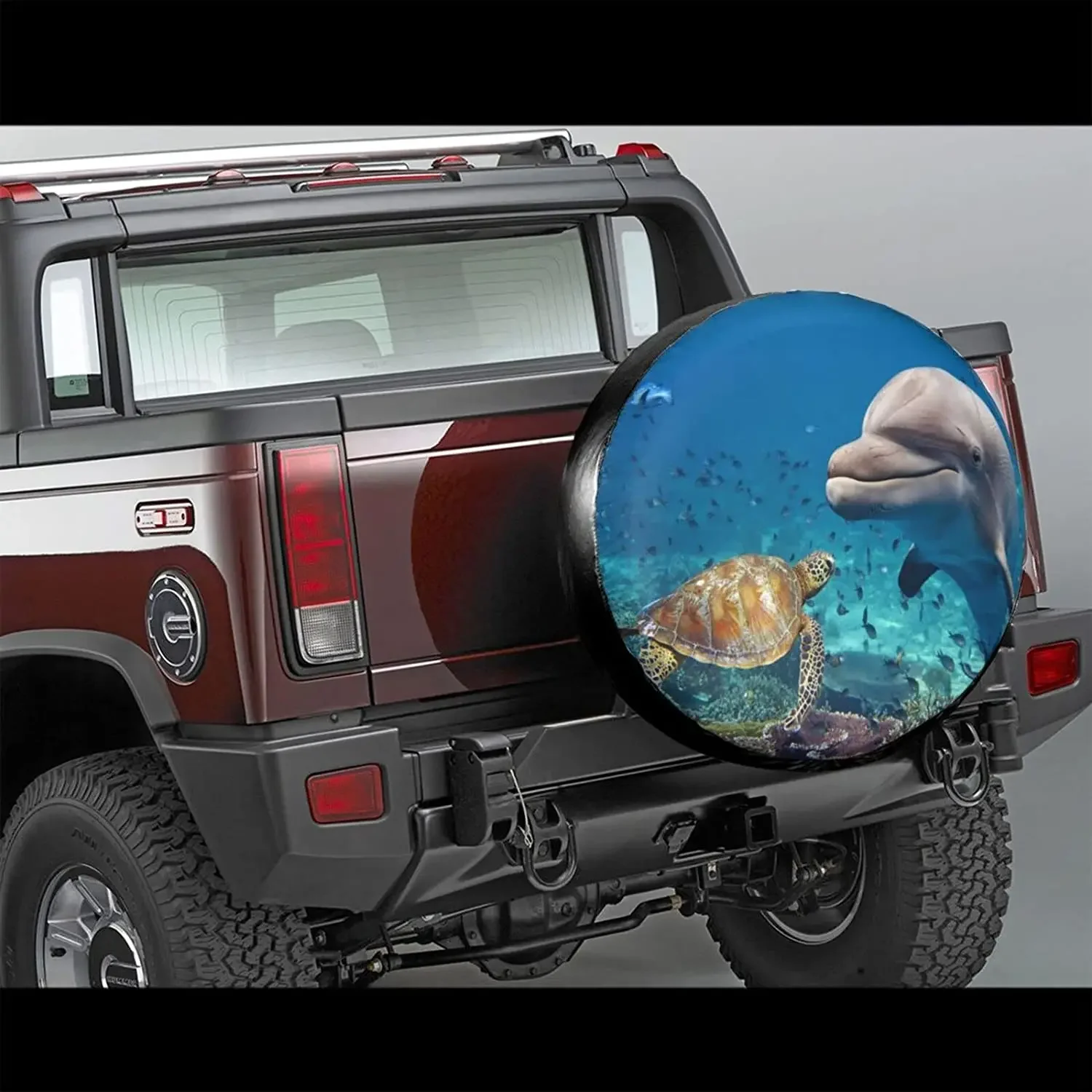 Ocean Sea Animal Turtle Dolphin Spare Tire Cover Wheel Protectors Waterproof Dust-Proof Uv Sun Wheel Tire Cover Fit for