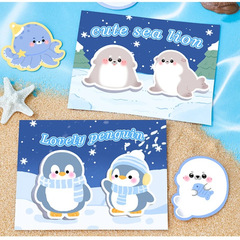 Kawai cute marine animal notes high value message sticky note can be torn cartoon double special shaped N times sticker