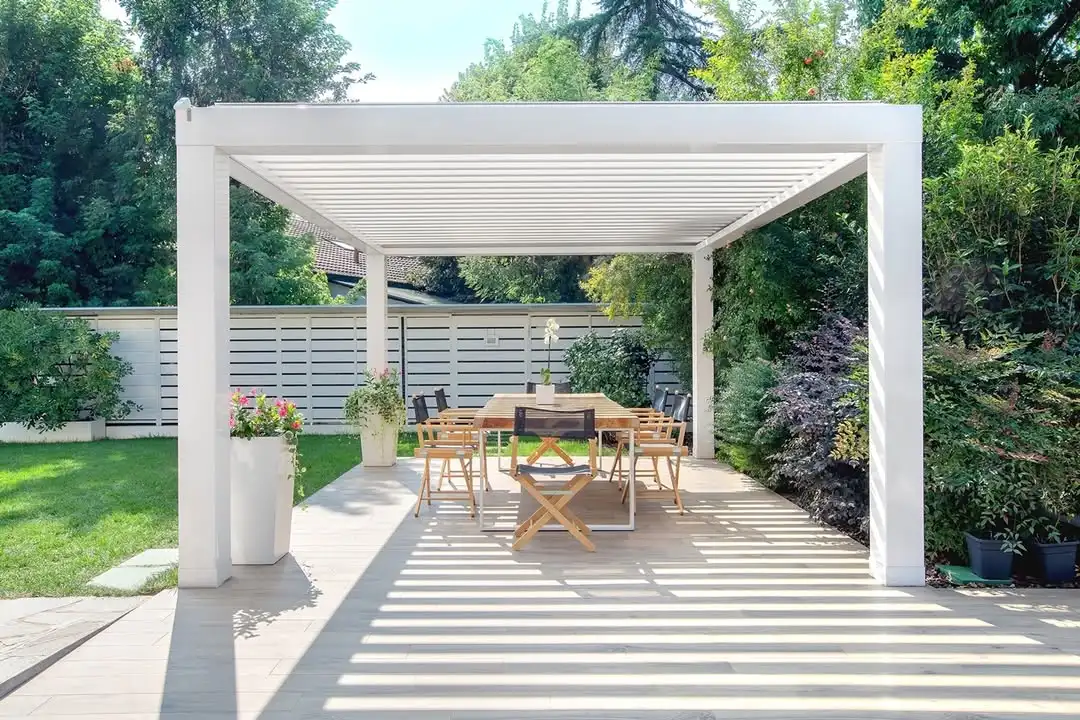 Customized Modern Eco-Friendly PVC & Aluminum LED Gazebo with Brackets for Backyard Terrace & Balcony-Nature Style