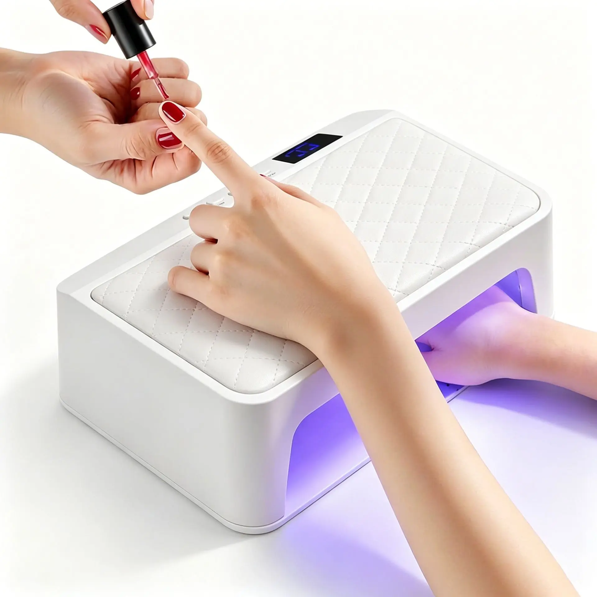2026 Double Hand Large Power UV Nail Curing Lamp With Soft Hand Pillow Fast Dry Gel Dryer For Nail Salon