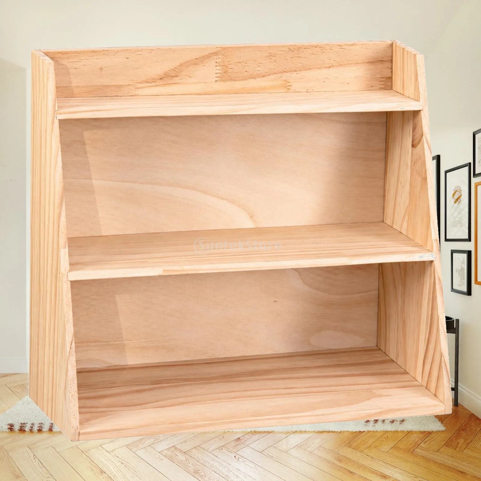 No-Assembly Tabletop Storage Shelf Long-Lasting Solid Wood Desktop Storage Shelf Rustic Wooden Desktop Organizer Stable Slim