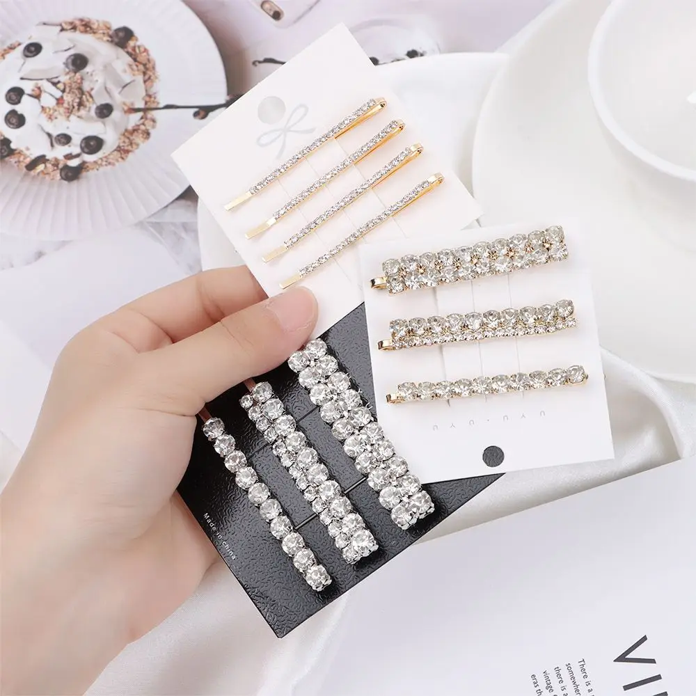 

Metal Hair Clips for Women Fashion Simple Gold Silver Color Hairpins Luxury Shining Crystal Barrettes Hair Styling Accessories