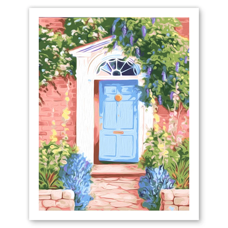 

RUOPOTY Painting By Numbers Draw Landscape Blue Door Art Supplies On Canvas Diy Crafts Interior Paint Kit Wall Decororation